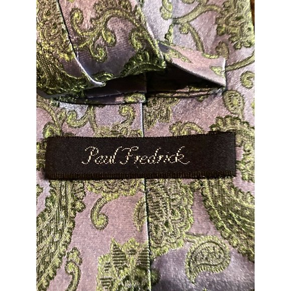 Paul Frederick Blue Green Paisley 100% Silk Men's Neck Tie Handmade In China - Picture 3 of 8